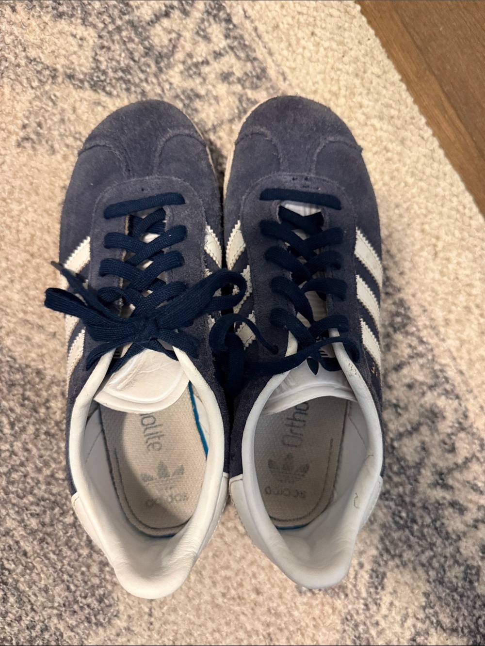 adidas Kids Navy Suede Sneakers with White Stripes